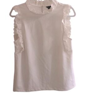 Anne Klein Sleeveless‎ Flowy Lace Trim Blouse Size XS